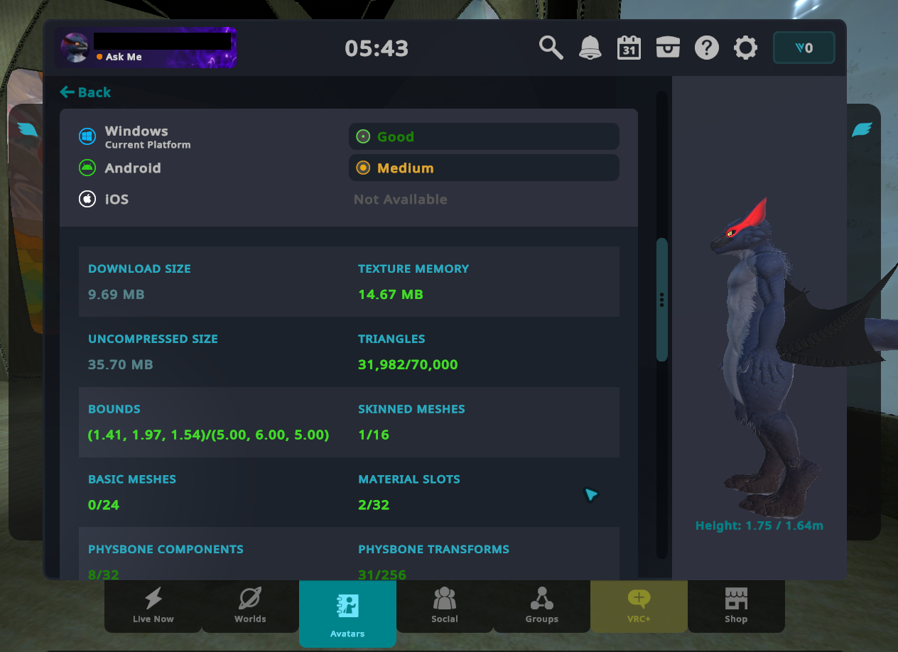Avatar Details Screenshot